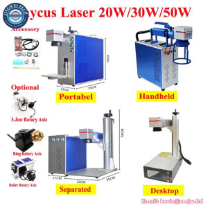 Raycus Fiber Laser Marking Machine 20W 30W 50W Optional Upgrade Rotation Axis Metal Gold Silver Disassembled Engraving Engraver