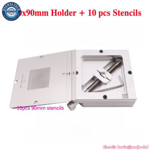 90MM Silver Aluminium BGA Reballing Station + 10pcs 90mm Stencils Template Holder Foxture Jig for BGA Reballing Kit