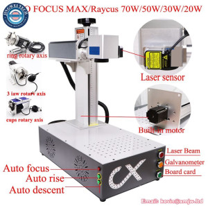 Auto Focus Raycus MAX 70W 50W 30W 20W Fiber Laser Marking Machine Auto Lifting Stainless Steel Jewelry Engraver Metal Cutting