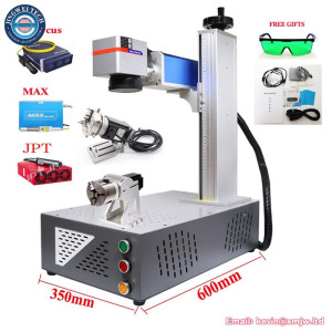 Fiber Laser Marking Machine with Rotary JPT  MOPA M7 or Raycus or MAX 20W 30W 50W or 60W 70W 100W Metal Engraving Machine